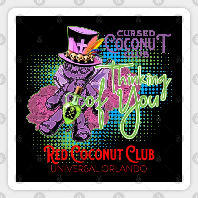 Cursed Coconut Club at the Red Coconut Club in Orlando Florida Sticker by Joaddo